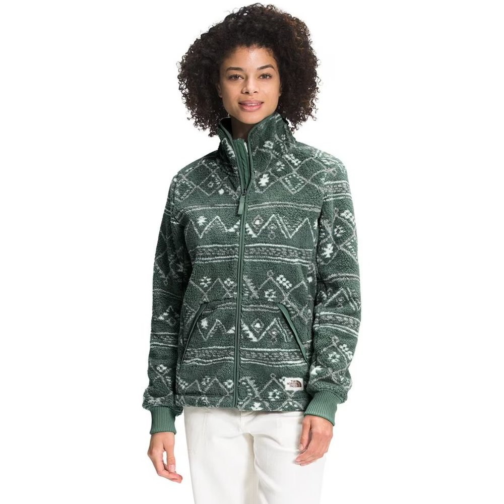 The North Face Green Patterned Teddy Jacket